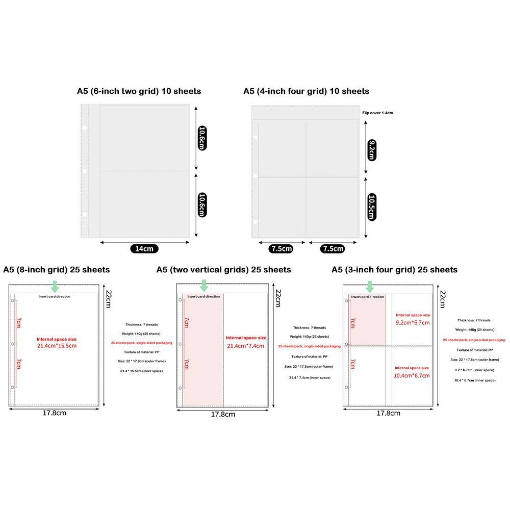 10 шт. або 25 шт. прозорих аркушів підшивки для фотокарток Kpop із кількома кишенями Фотоальбом для фото
