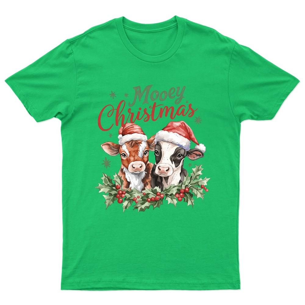 Mooey Christmas Cow Santa TShirt Unisex Gift Retro Seasonal Funny Xmas Unisexs S