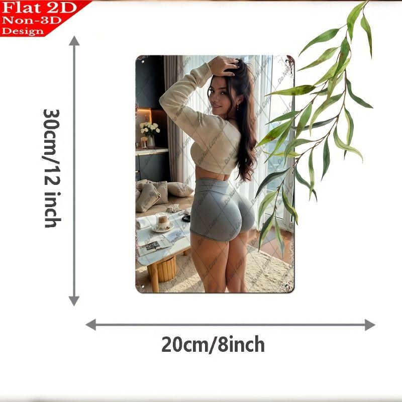 Vintage Female Silhouette Metal Tin Sign for Interior Bar & Garage Decor