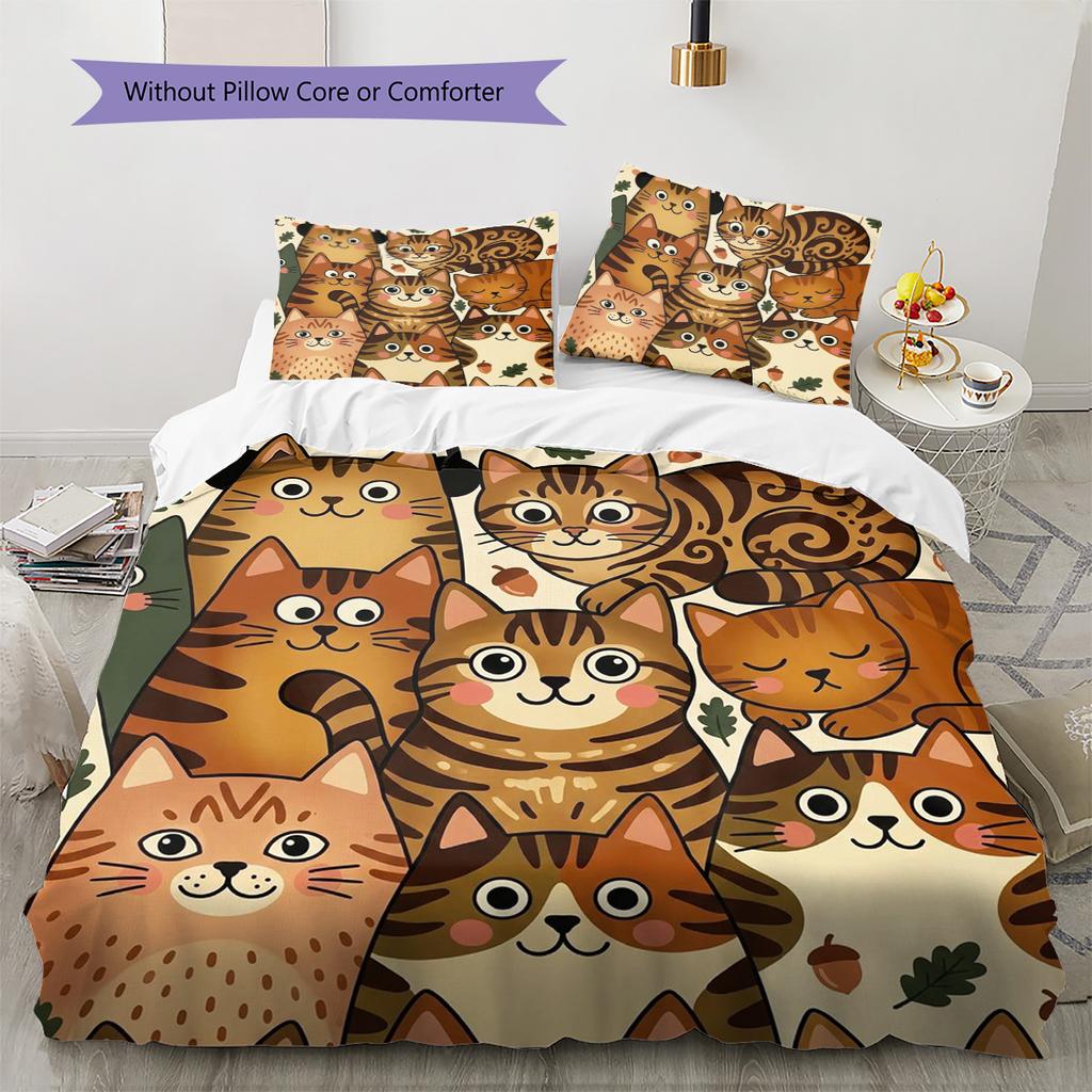 Civet cat Pattern Bedding Quilt Set Quilt Cover Pillowcase Home Decoration Birthday Gift (1 * duvet cover + 2 * pillowcase, without core)
