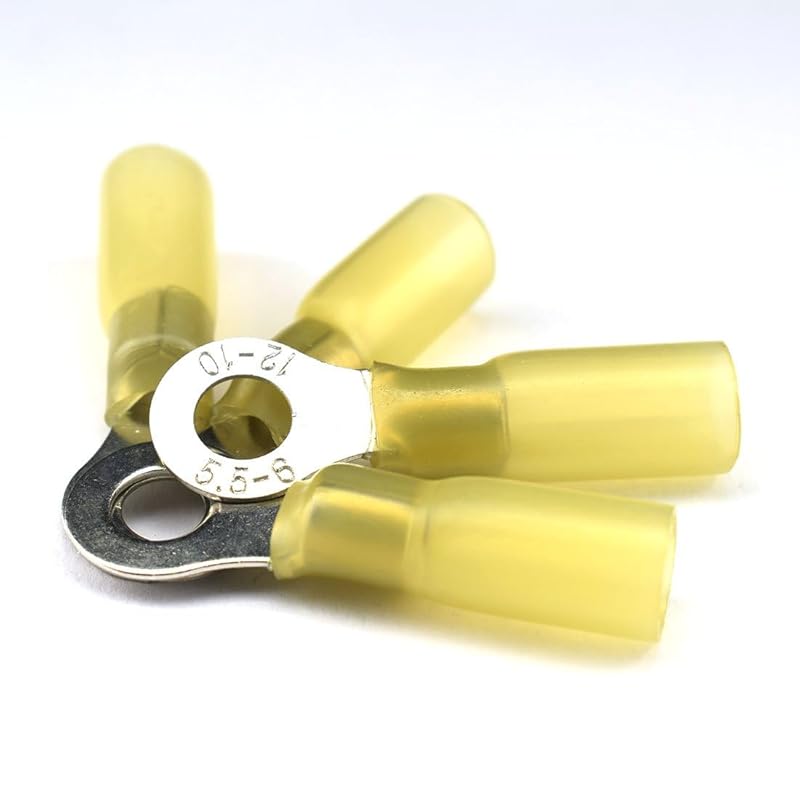 

10pcs M6 24A Heat Shrink Ring Wire Connector Nylon Fully Insulated Waterproof Butt Marine Automotive Electrical Wiring Crimp Terminals 1/4 AWG 12-10 M6