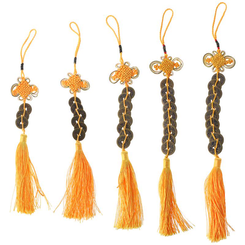 Chinese Knot Feng Shui Lucky Wealth 3/6/8/9/10 Coins For Home Car Hanging Tassel #314