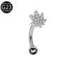 G23 F136 Titanium Zircon Flower Internal Thread Lip Stud Earring Eyebrow Ring Horseshoe Ring Dermal Anchor Skin Piercing Jewelry
