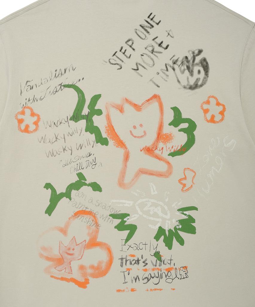 WACKY WILLY Kiki Graffiti Short Sleeve T-Shirt Light Gray