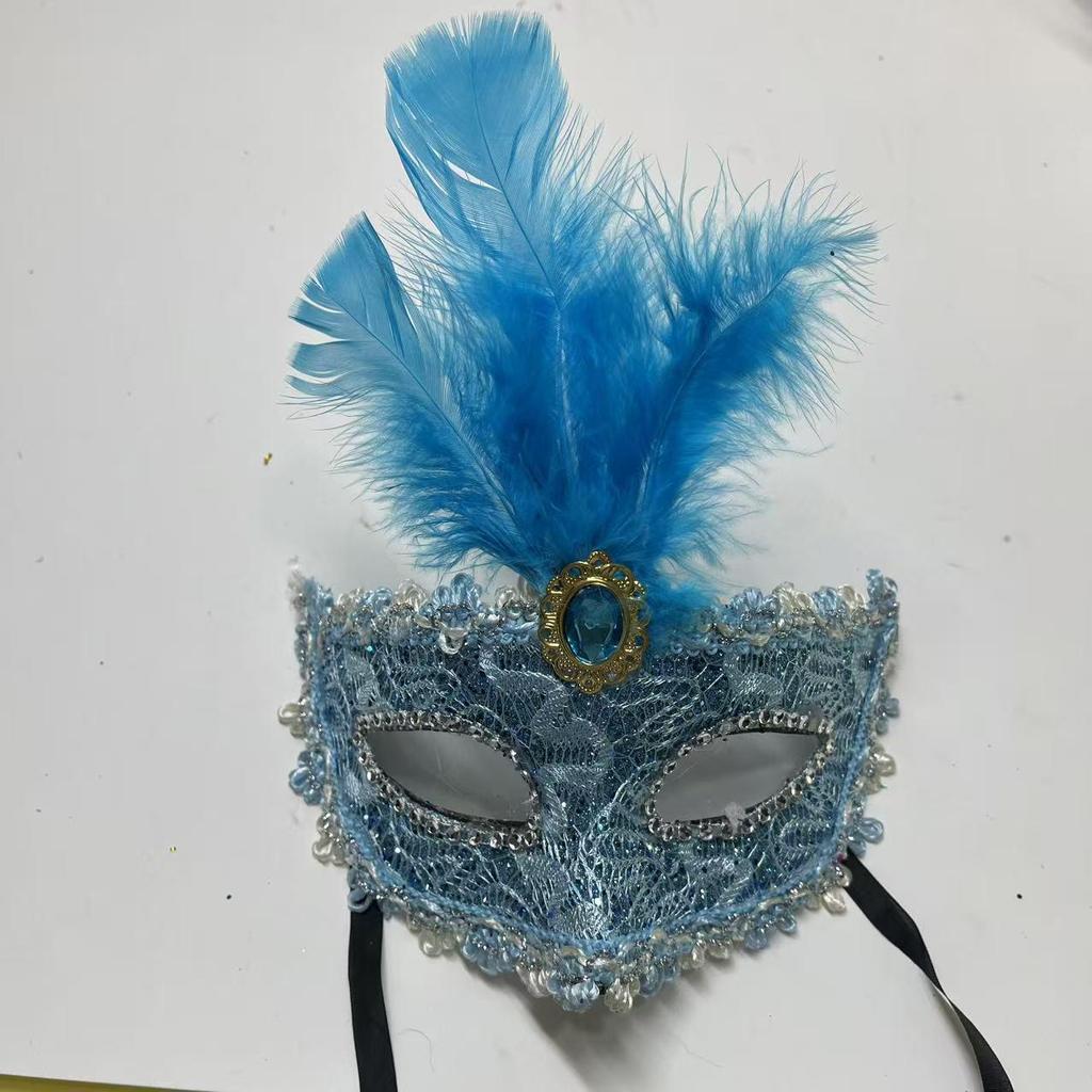 Limited Edition Halloween Pom-Pom Mask with Fashionable Prints and Diamonds