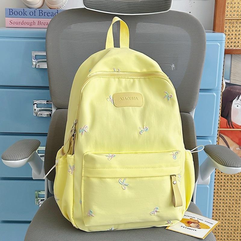 Schoolbag student schoolbag bow embroidery small fresh junior high school girls high value large capacity backpack high school backpack