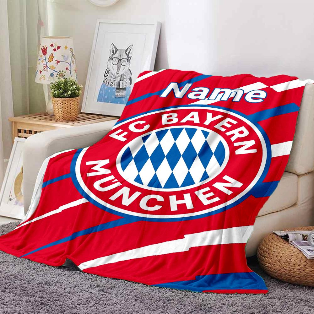 Custom Name Bayern Munich Theme Printed Blanket Perfect For Couch Bed Travel Outdoor Use Machine Washable Cozy Durable