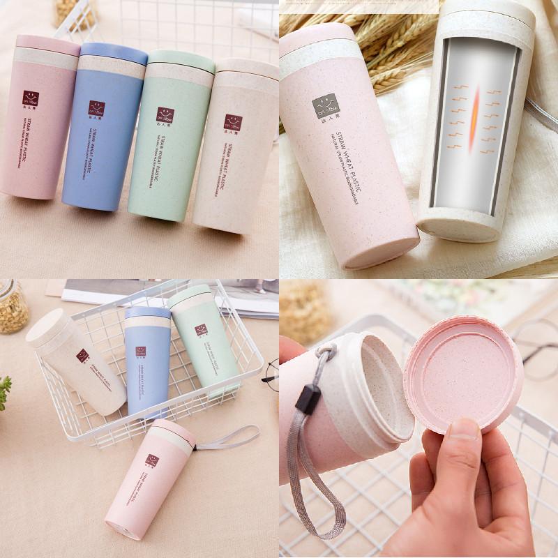 Travel Mug Thermo Bottle Office Coffee Tea Wheat Pattern Bottle Plastic Cups