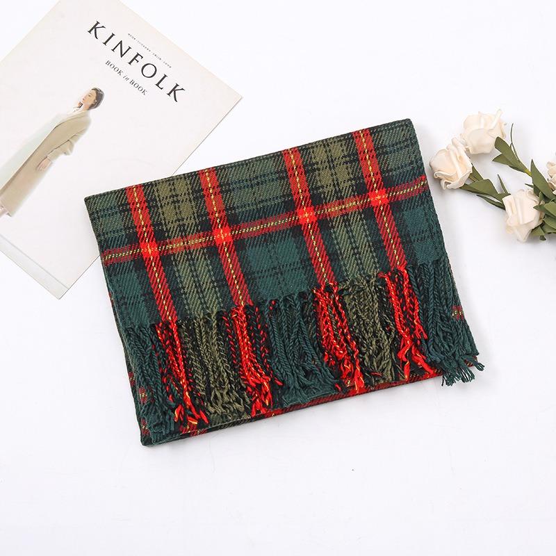 Autumn and winter new plaid cashmere scarf women's warm scarf fashion shawl winter student high-end scarf