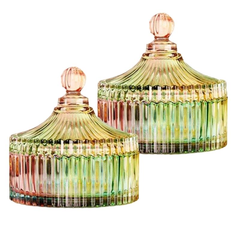 Beautiful European Style Multicolored High Transparency Glasses Candy Storage Jar for Decors and Organization at Homes
