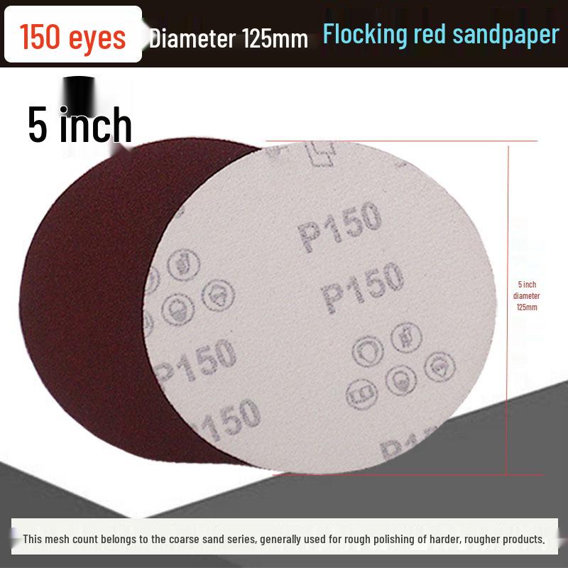 5-inch Self-Adhesive Flocked Sandpaper Disc for Sanding and Grinding (125MM)