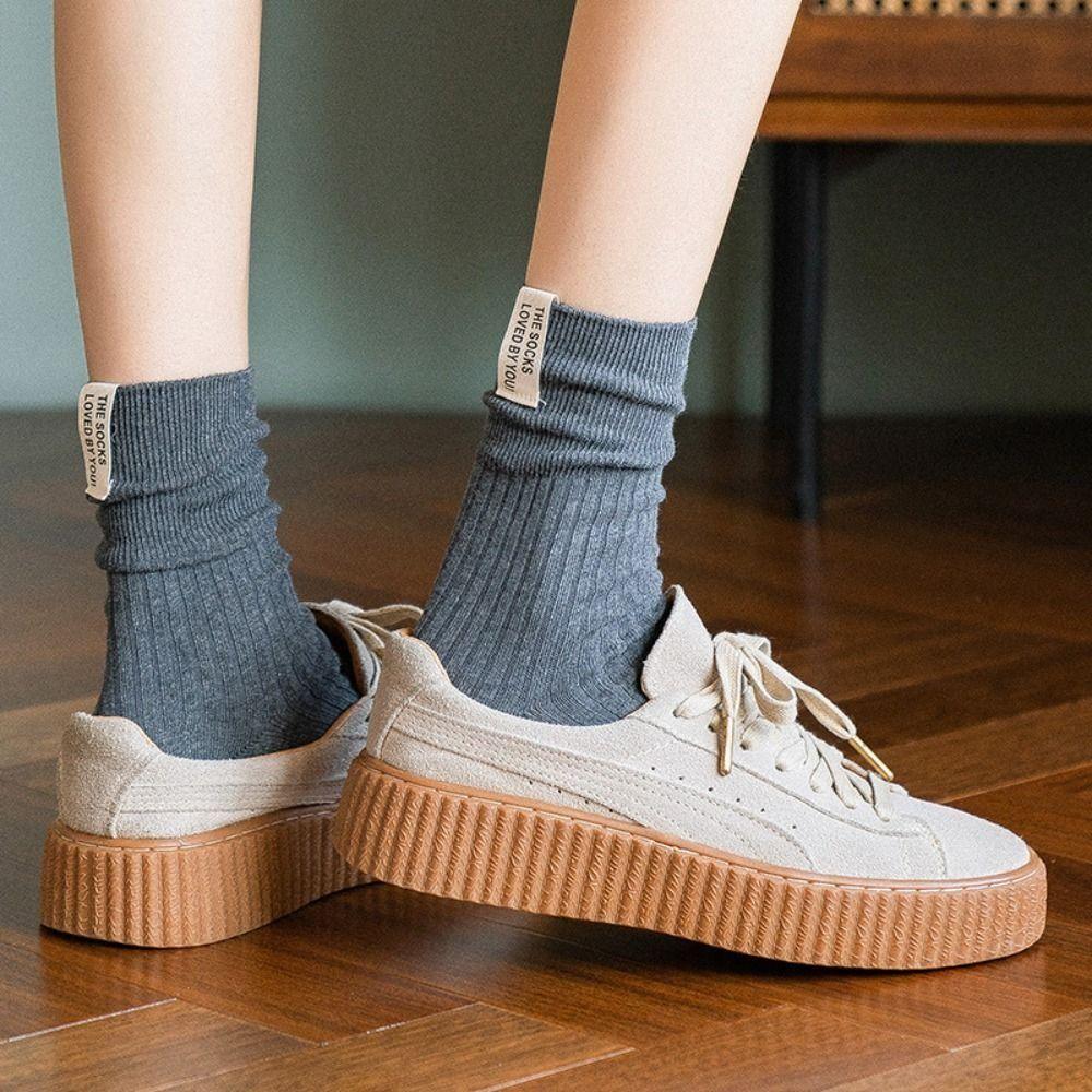 

Streetwear Solid Color Girls Socks College Style Hosiery Korean Style Socks Middle Tube Hosiery синій