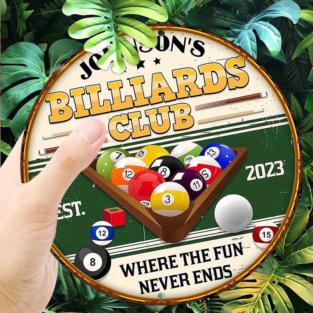 1pc Vintage Johnson'S Billiards Club Wood Sign, UV Printed Wooden Plaque, Dustproof Wall Decor for Home, Garage, Cafe, Restaurant, and BarInches