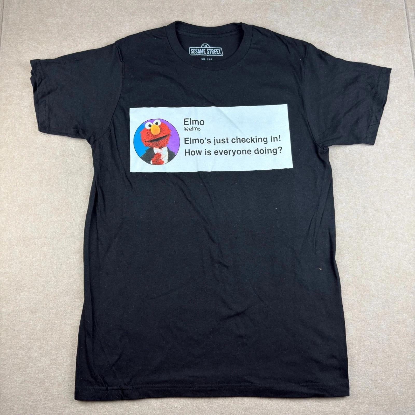 Sesame Street Elmo Graphic T-Shirt Mens S Black Funny Quote Tee XL