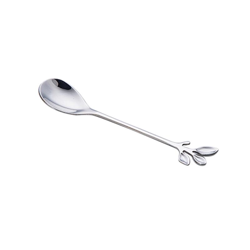 Unique Stainless Steel Leaf Shape Handle Coffee Spoon/Fork Kitchen Tableware