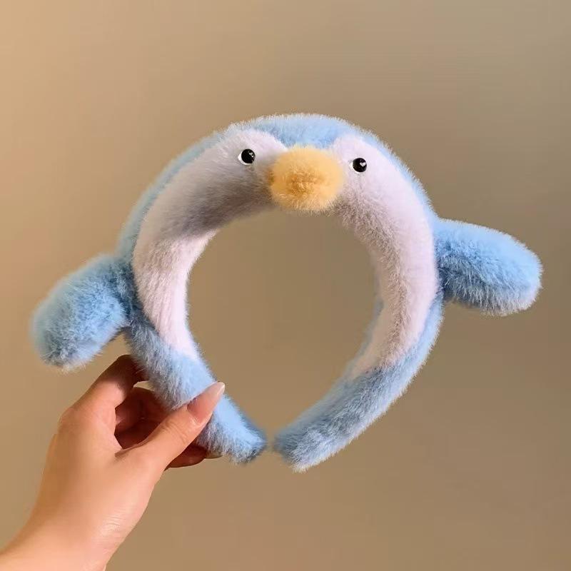 

2025 Cute Penguin Plush Headband for Skincare and Makeup - High Skull Design