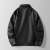 Casual Classic Lapel Black Leather Jacket Men's Fashion British Gentleman Versatile Motorcycle Jacket High Street