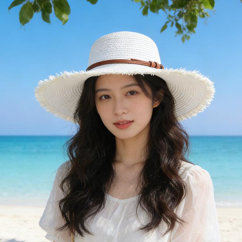 2026 new summer sun hat big brim straw hat women's seaside beach sun protection woven hat