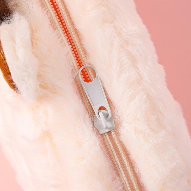 Cartoon Plush Pen Bag Big Capacity Pencil Case, Plush Stationeries Bag Pen Case Zippered Pen Bag Gift for Student Kid