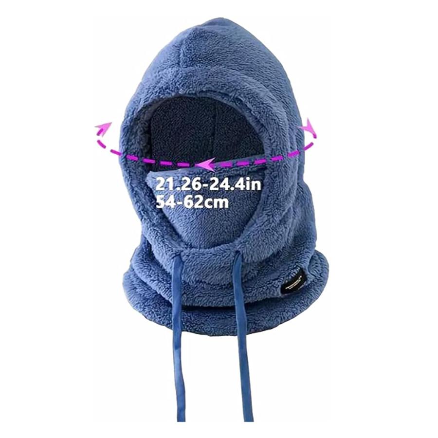 Winter Plush Balaclava Hat for Women Ear Protection Adjustable Drawstring Thick Warm Integrated Outdoor Motorcycle Riding Hat