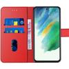 Coque de Protection - PROSHOP - pour Samsung S21 - Rouge - Effet Cuir - Anti-Choc - avec 2 Verres Trempés