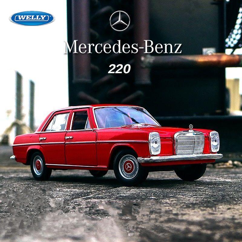 Welly Modèle de Voiture Classique en Alliage Mercedes-Benz 220 à l'Échelle 1/24 Simulation Moulage sous Pression Jouet en Métal Collection de Modèles de Voitures Anciennes Rétro Cadeau