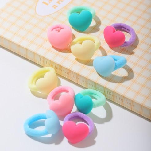 Kids Color Pop Painless Heart Hair Ties Set (30pcs, 2cm)