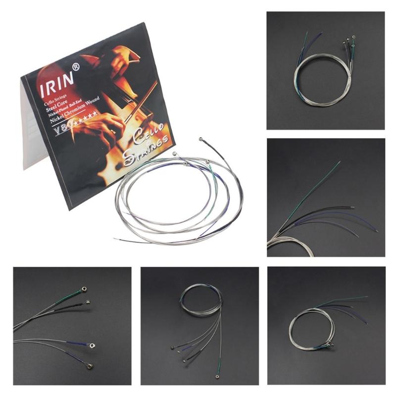 Cello Strings Replacement Full Sets with Steel Core Nickel Plated Ball End Nickel Chromium Wound Musical Instrument Part
