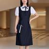 Tiluoman Striped Faux Two-Piece Short Sleeve Professional Dress