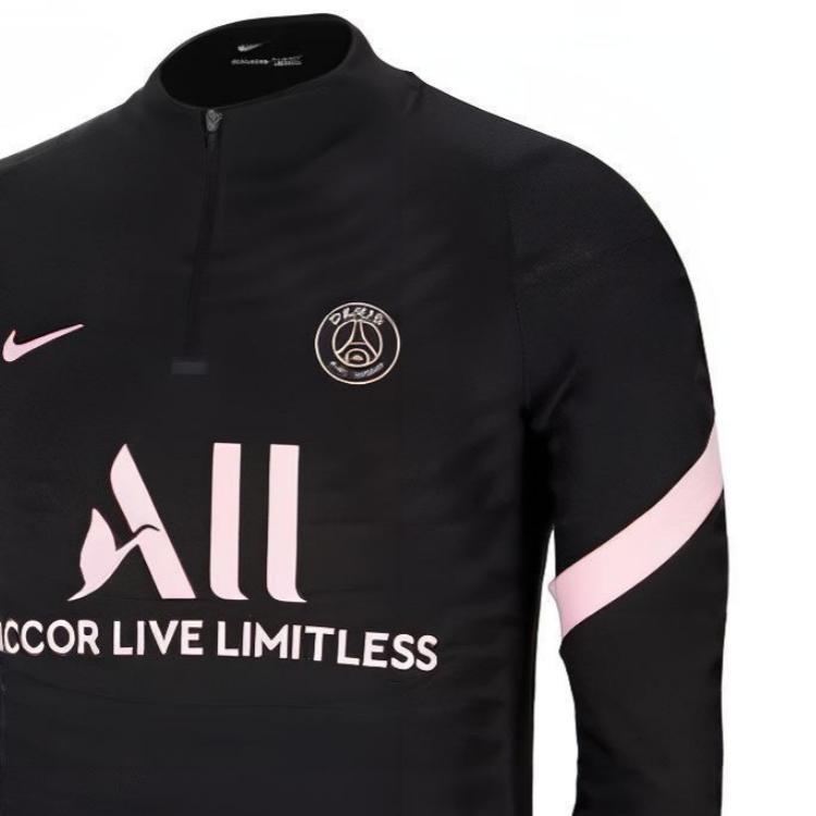 Nike Paris Saint-Germain Half-Zip Long Sleeve Soccer Jersey Player Edition 21/22 Season Men Tops Black DH0750-010