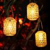 Solar Woven Lamp Soft Lighting IP65 Waterproof Automatic ON/OFF Rechargeable Easy To Install Bamboo Hanging Solar Light Garden Decor