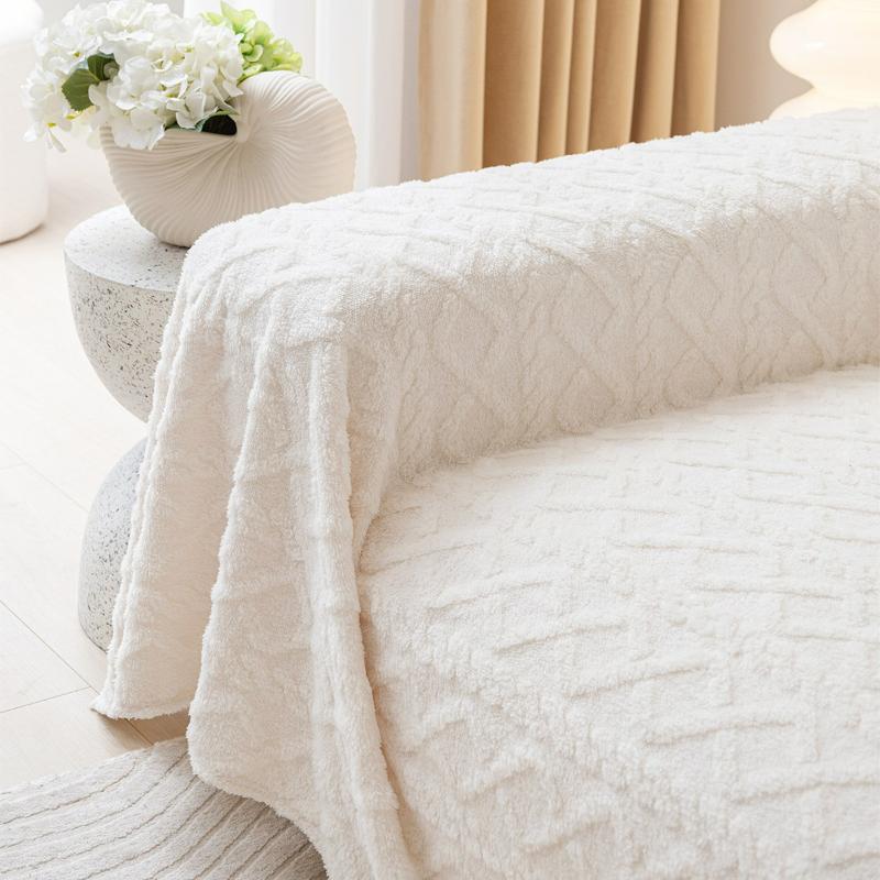3D Jacquard Plush Sofa Towel for Couch Winter Warm Coral Velvet Sofa Covers Solid Soft Universal Slipcovers Living Room Decor