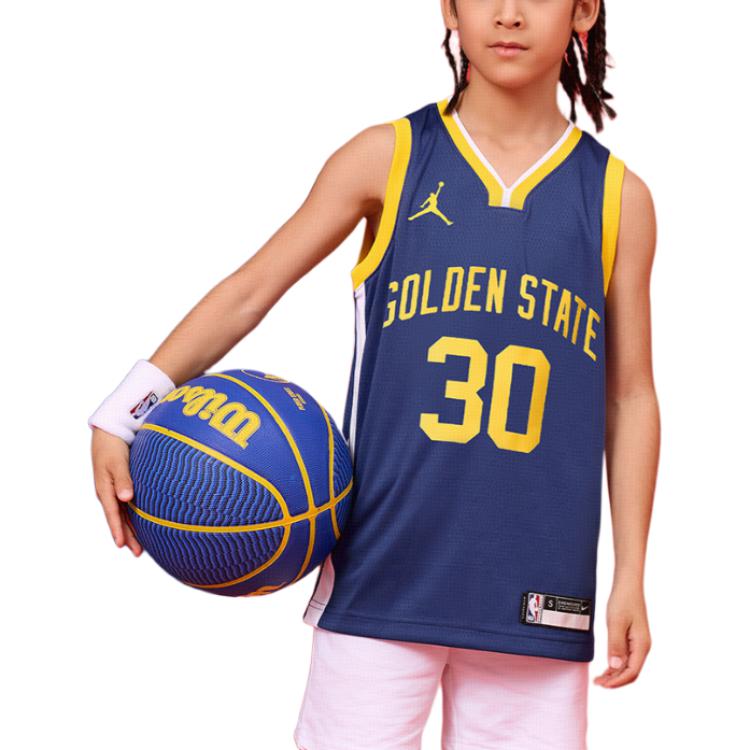 Nike NBA Golden State Warriors Curry 30 Season New Letter Print Breathable Sports Jersey Kids jersey Blue 3Y2B7BXJP-WARSC