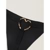 Women's Sexy Panties Thong Metal Decoration At The Back G-Strings Low Rise Brief Solid Black Underwear