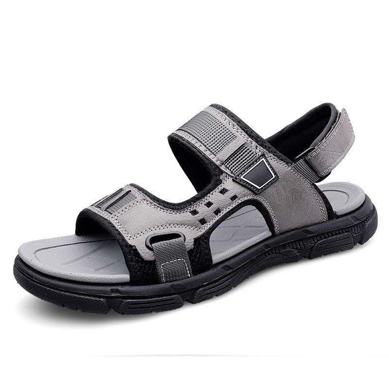 Men s Cross-Strap Beach Sport Sandals, Open-Toe Slip-On with Magic Tape Webbing 44 серый
