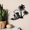 1 Stück Surfen Palme Metall Wandkunst Statue Wandbild für Tropisches Schlafzimmer Strand Terrasse Sommer Dekor Geschenk Küstenliebhaber Rostbeständig