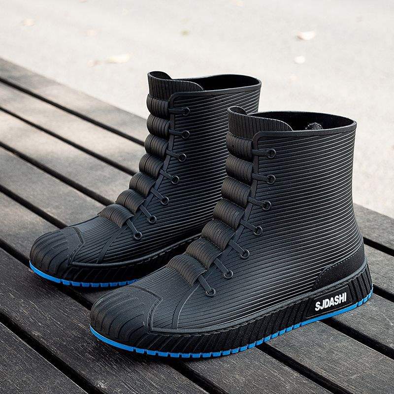 New Men's Rain Shoes Fashion Short Work Water Boots Non-slip Waterproof Kitchen Rubber Shoes Thick Sole Wear-resistant Car Wash Fishing