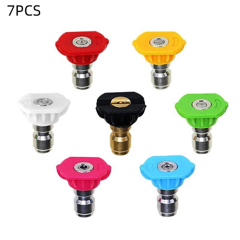 5/7pcs 1/4inch Quick Connect Garden High Pressure Washer Spray Nozzle 0 -65 Degree Watering Soap Nozzle Tip Garden Cleaning