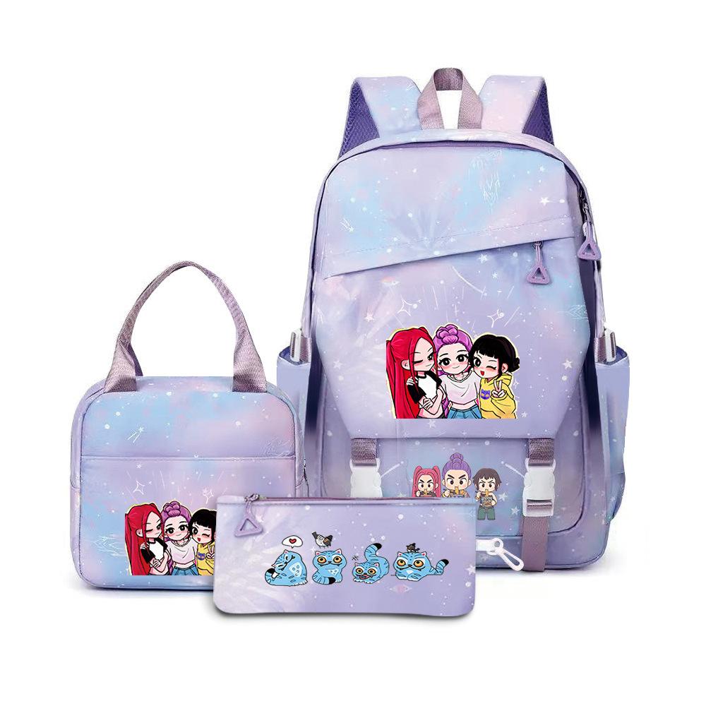 School Season Printed Student Schoolbag Backpack Shoulder Pencil Bag Three-Piece Set
