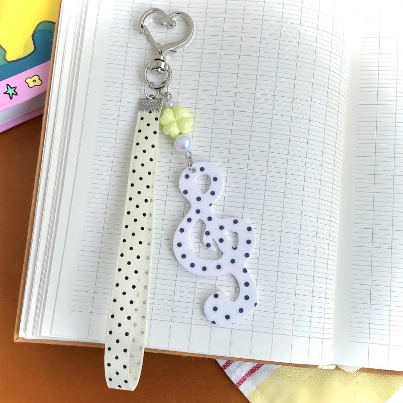 Decorative Keychain Charm Acrylic-Style Bag Charm Music Note Key Holder With Loop Strap and Playful Details for Everyday Carry