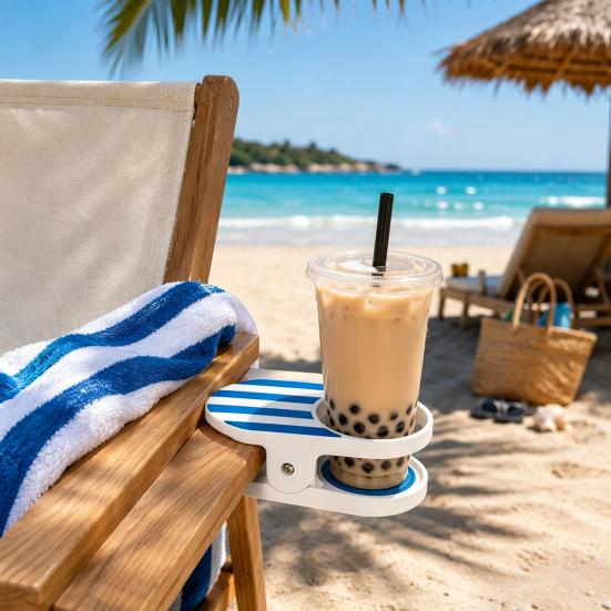 Clip-On Drink Holder for Beach Chair, Camping Chair Drinking Cup Holder, Universal Water Bottle Clip for Coffee Mug Soda Can