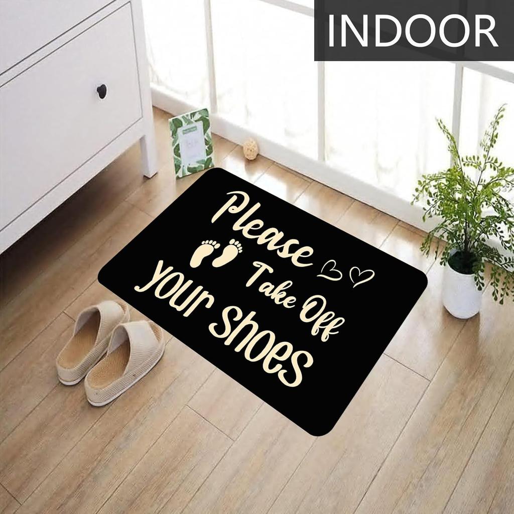 Please Take Off Your Shoes Doormat Black Rubber Non-Slip Kitchen Mat Garden Garage Black Door Floor Foot Mat