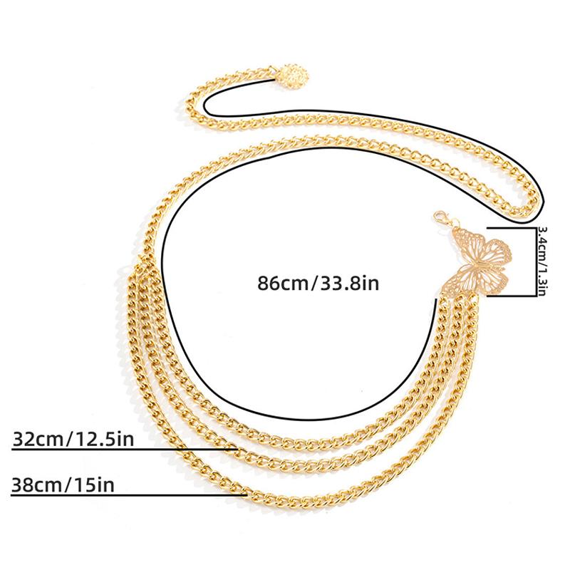Temperament Butterfly Waist Chain Elegant Multi-Layer  Tassel Waist Chain Belt For Fashion Metal  Body Chain Dress Lady Belt