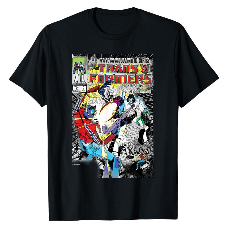 Transformers TShirt Iconic Optimus Prime vs Decepticon Villain Megatron Print Crew Neck Cotton Trendy Casual Fashion Tops M