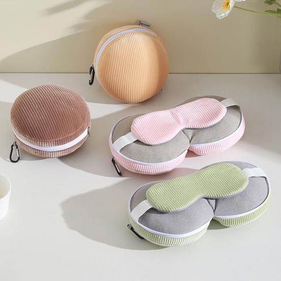 Yousheng Travel Neck Pillow with Eye Mask 2-in-1 Portable Neck Support Pillow Zippered Foldable Pillow with Carabiner for Neck Pain Relief Flights Car