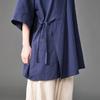 Men Tang Dynasty Hanfu Shirt Loose Mid Sleeve Open Front Cardigan Vintage Chinese Traditional Casual Streetwear Summer Tops