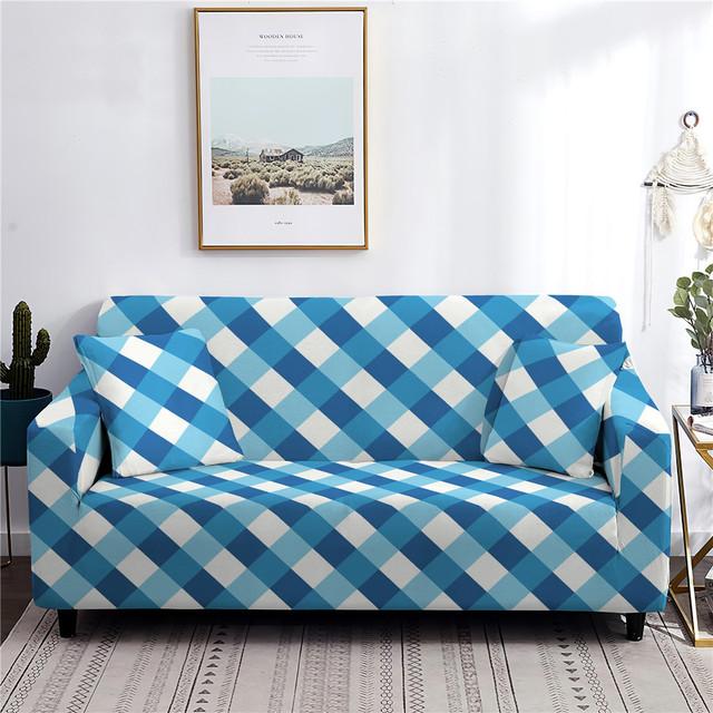 1 /2 /3 /4 Seater Plaid Sofa Cover Dust -Proof Stretch Sofa Slipcover For Living Room L Shape Sofa Protector Anti -Fouling Home Decor
