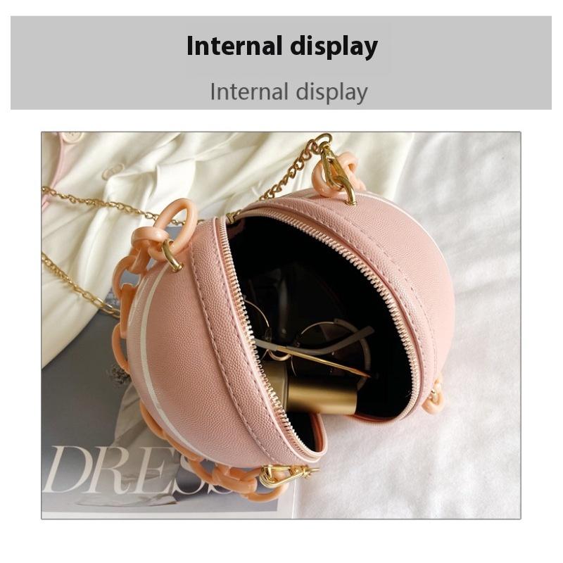 Tooxika Damen Neue runde Basketball-Handtasche mit Ball, vielseitige Umhängetasche, kleine Tasche