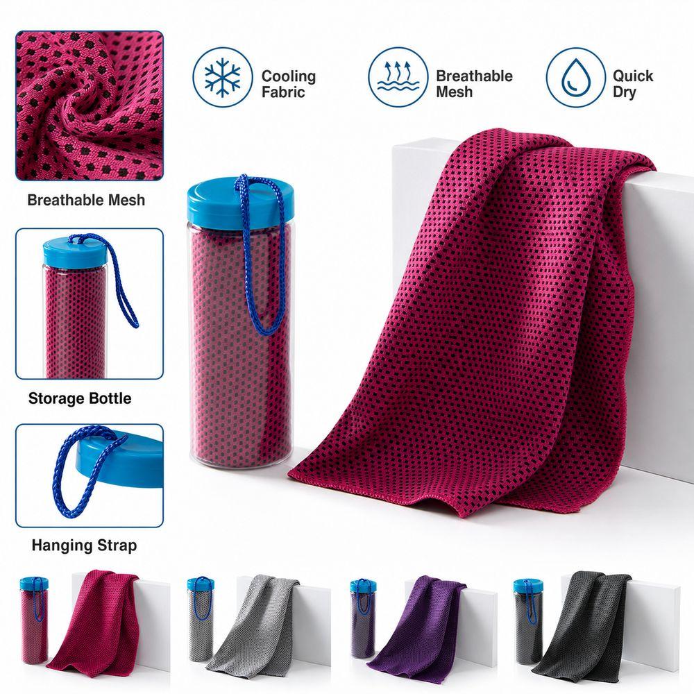 Durable Polyester Cooling Towel Breathable Mesh Quick Dry Sports Towel Cooling Fabric Hanging Strap Cold Feeling Towel Running