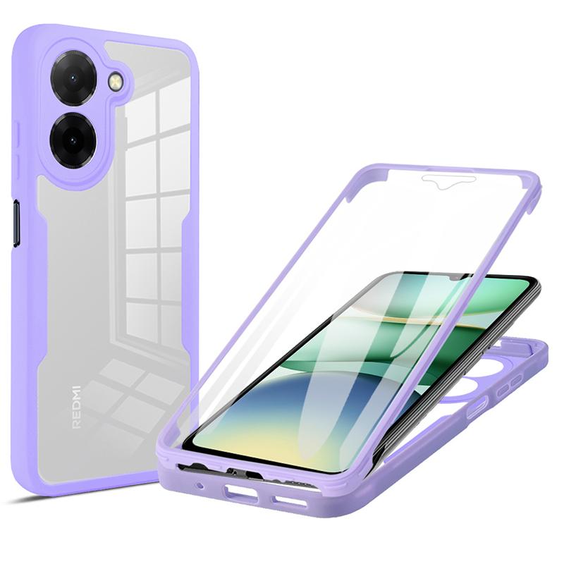 

Чохол 360 повного захисту для Xiaomi Redmi A5, Poco F7 Ultra, Poco F7 Pro Чохол з вбудованою захисною плівкою для екрана for Xiaomi Redmi A5 фіолетовий